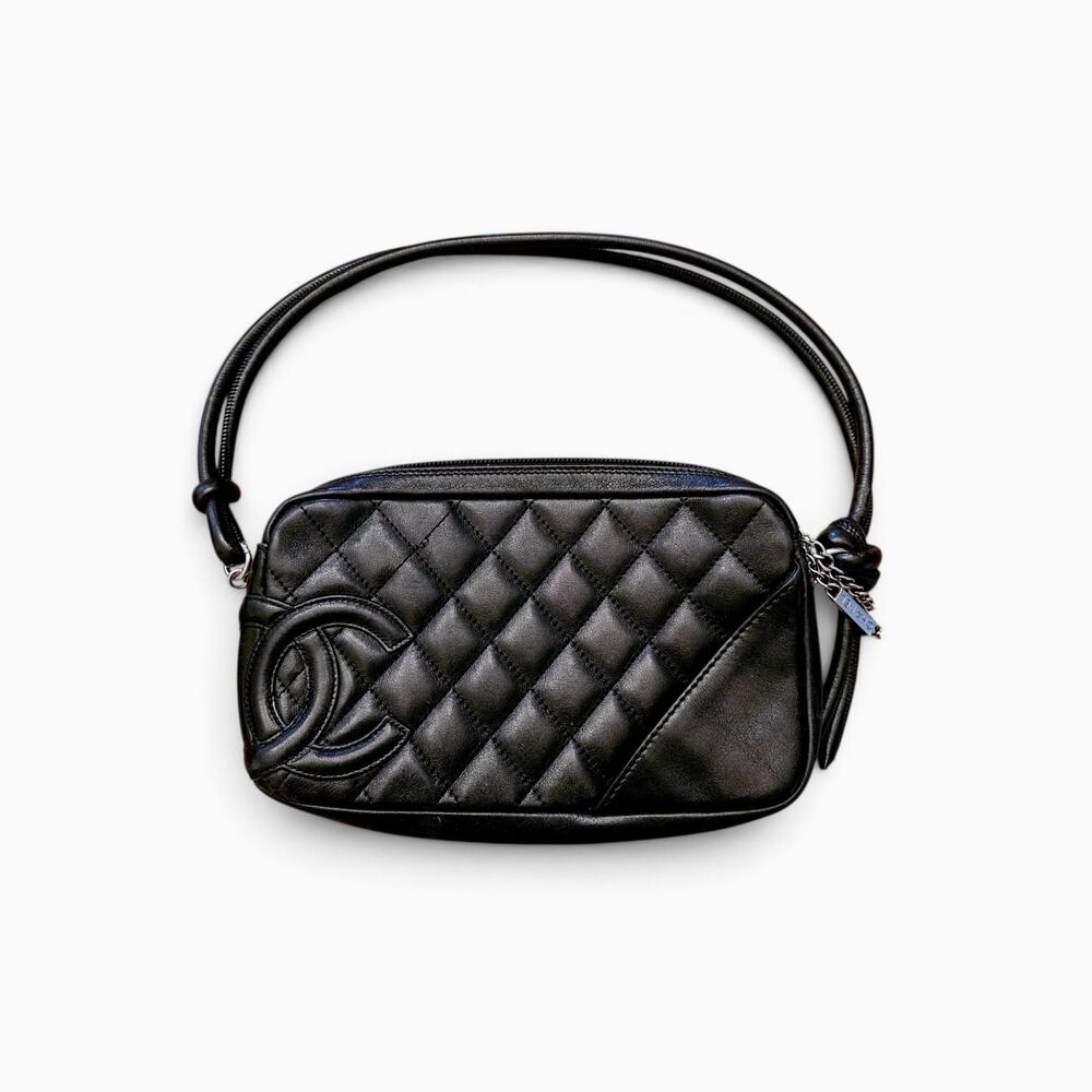 Vintage Chanel Cambon Pochette Black Leather Shoulder Bag - Picture 9 of 9